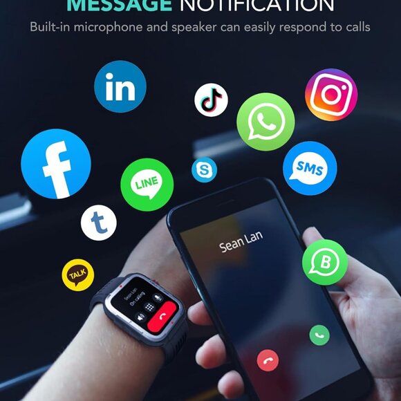 SKG Smart Watch 1.8 in Military Smartwatch for Android iPhone with Alexa R8 - Picture 4 of 9